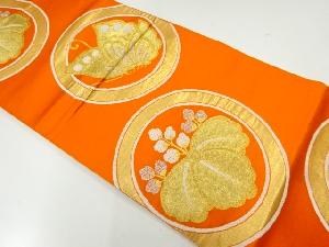 アンティーク　丸紋に桐・蝶模様織出し袋帯（着用可）
